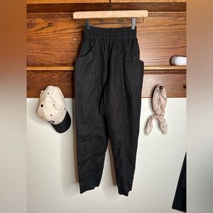Elizabeth Suzann Clyde Work Pants size XXS linen black EUC